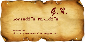 Gorzsás Miklós névjegykártya